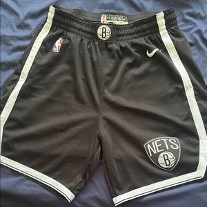 Nike Men's Black and White Brooklyn Nets Athletic Shorts